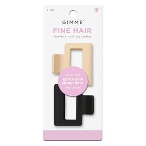 Gimme Beauty Claw Clip Fine Square Extra Grip, Black/Tan, 2ct NWT